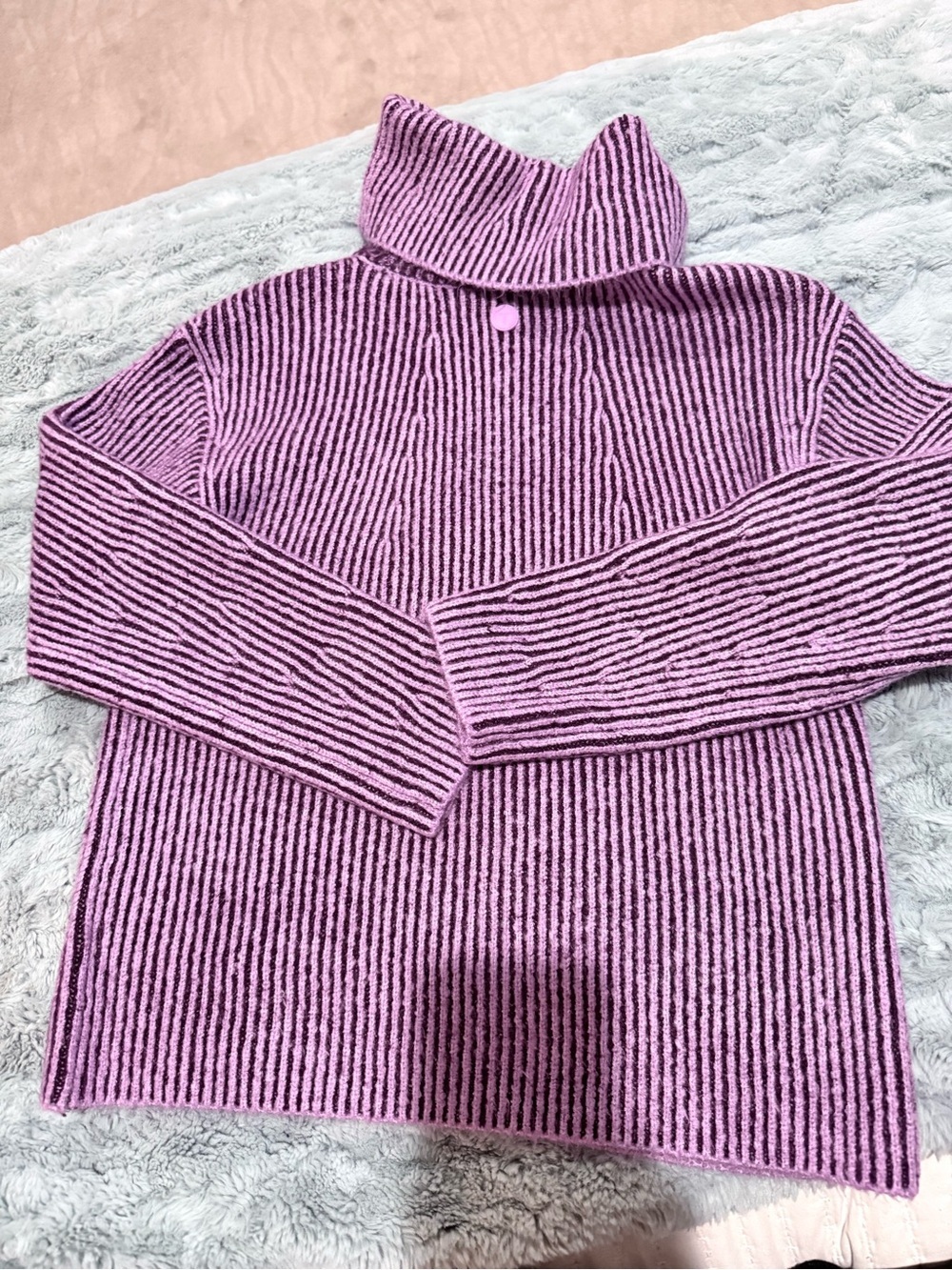 T by TalbotsWomen’s Striped Turtleneck Sweater in Lavender Pink NWOT Size MP